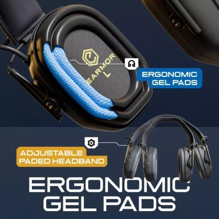 EARMOR Aktywne ochronniki słuchu M300A Black