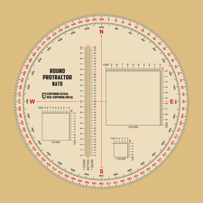 Ecopybook Tactical Ruler Protractor round (130mm) NATO - M-Tac