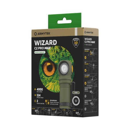 Latarka Armytek Wizard C2 Pro Magnet USB Olive (białe światło)
