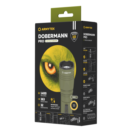Latarka Armytek Dobermann Pro Magnet USB Olive (ciepłe światło)