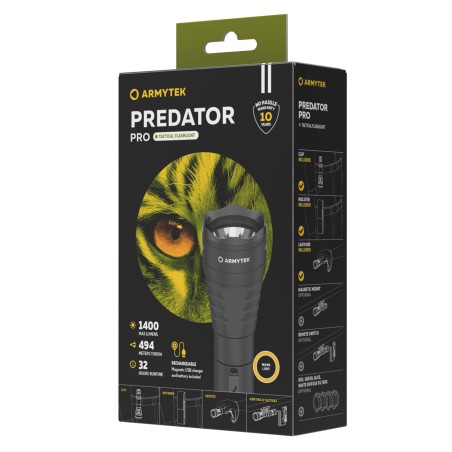 Latarka Armytek Predator Pro Magnet USB (ciepłe światło)