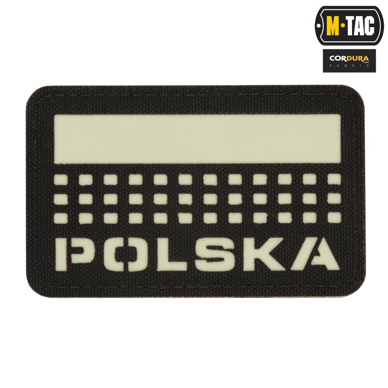 naszywka Polska (z flagą) 50х80 Laser Cut Black/Lum - M-Tac