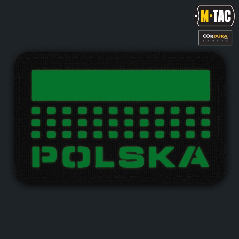 naszywka Polska (z flagą) 50х80 Laser Cut Black/Lum - M-Tac